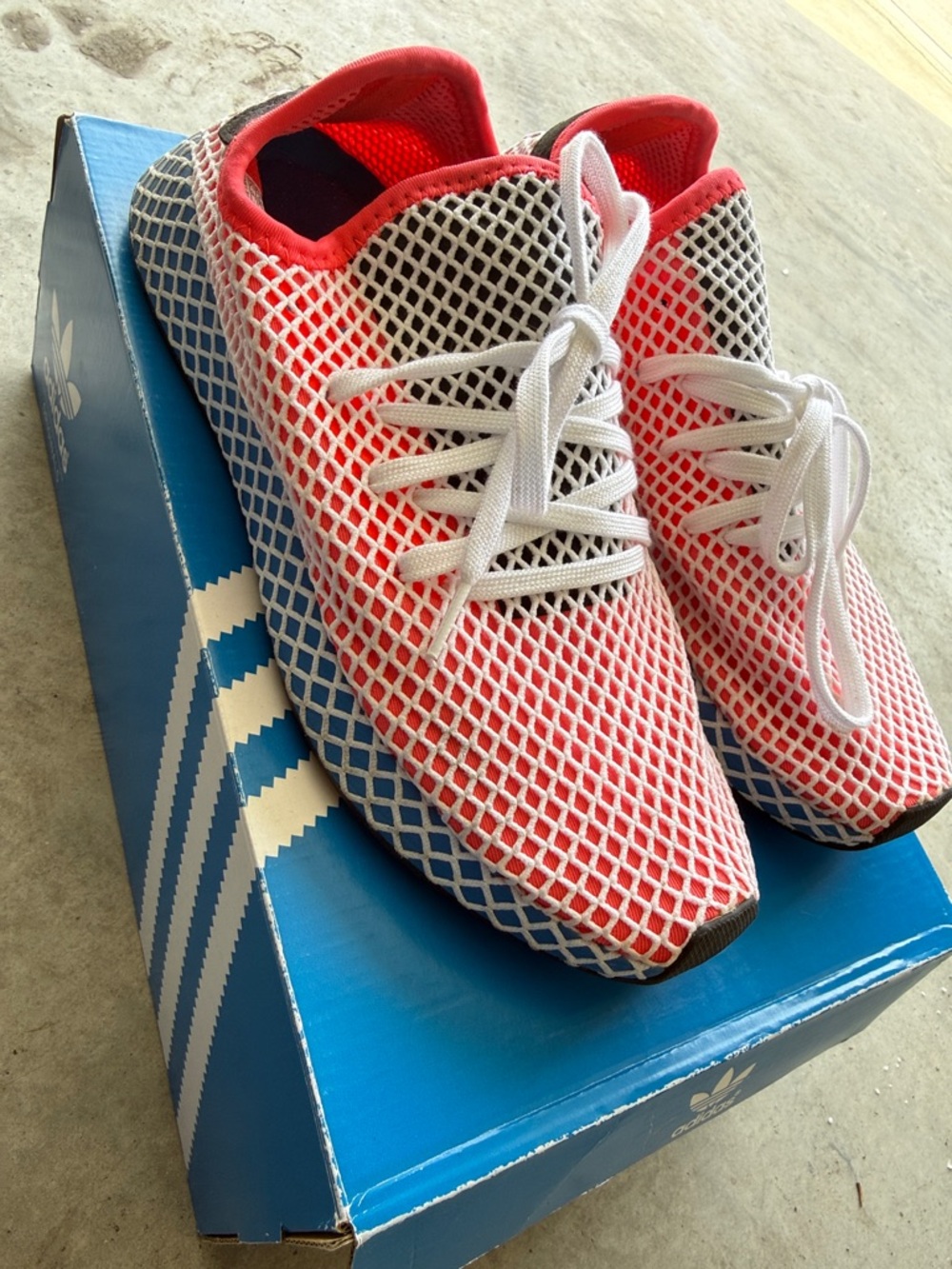 adidas White & Red Mesh Runner Sneakers